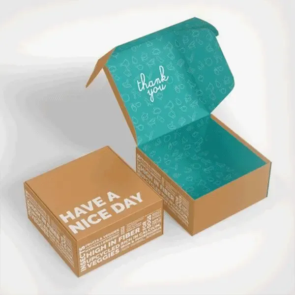 A box featuring a vibrant green and blue design, showcasing an eye-catching pattern.