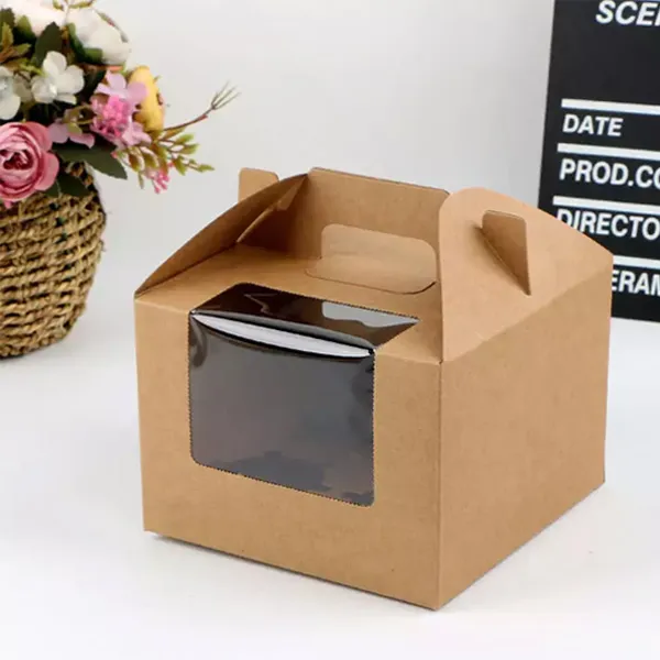 A brown cardboard box containing a single flower, showcasing a simple yet elegant arrangement.
