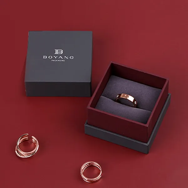 A red box containing a single ring and two additional rings displayed inside.