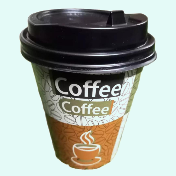 A coffee cup with a lid, showcasing a sleek design suitable for on-the-go beverages.